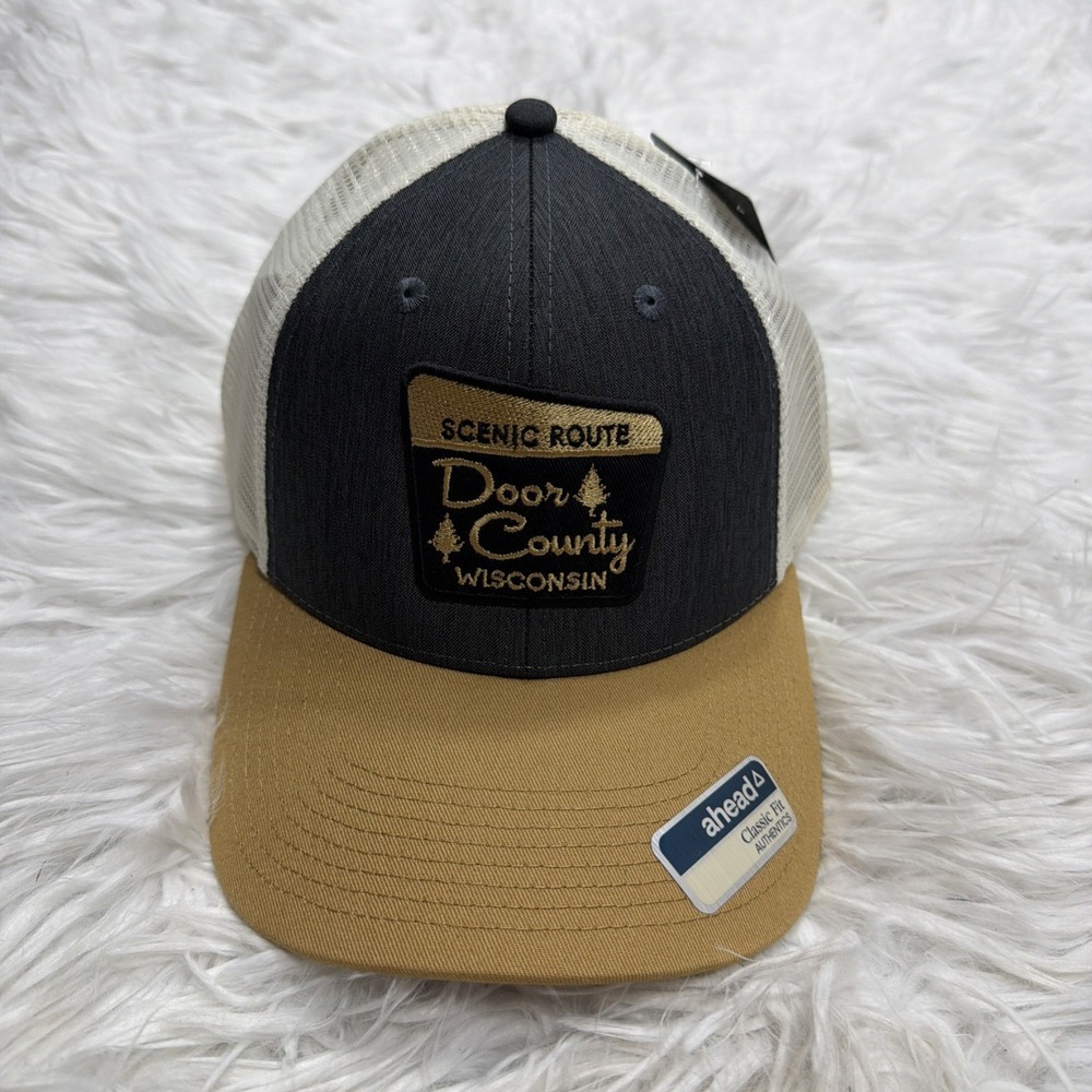 Door County Hat Ahead Classic‎ Fit Mesh Trucker Snap Back Wisconsin Hiking New!